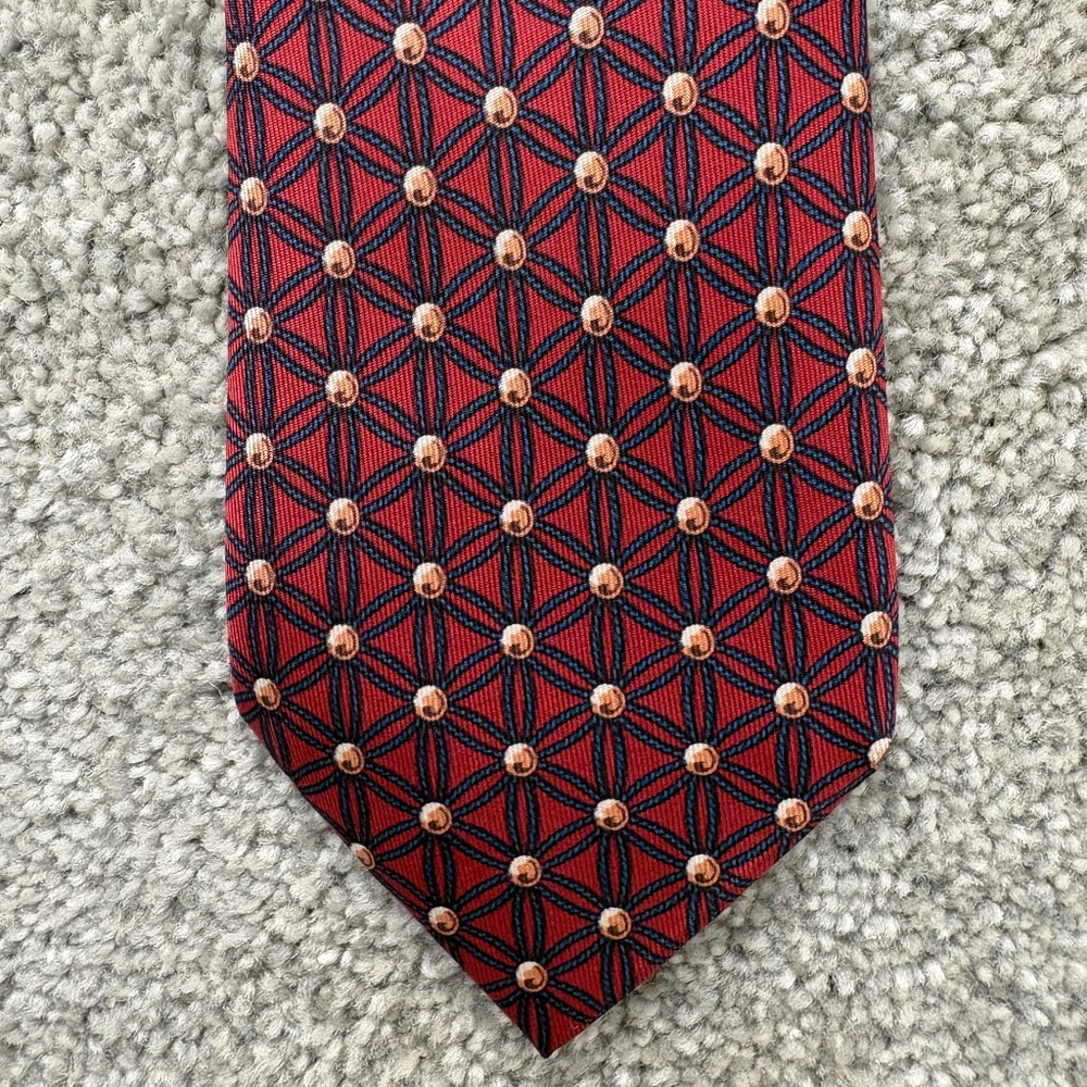 Authentic Hermès Paris Silk Tie - Pattern 946 IA - Maroon Geometric Motif